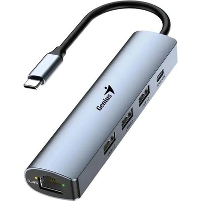 Genius USB Хъб Genius UH-545, 5 в 1, 1 x RJ45, 1 x USB Type-C, 3 x USB Type-A 3.0 (2113120020)