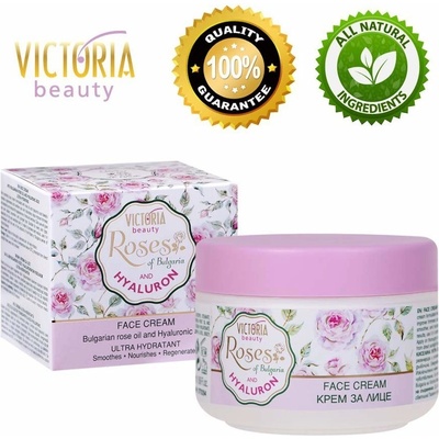Victoria Beauty Roses and Hyaluron denní hydratační krém s růžovým olejem a kyselinou hyaluronovou 50 ml