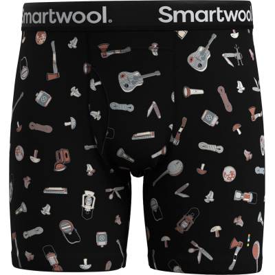 Smartwool Мъжко мериносово термобельо Smartwool Merino Print Boxer Brief Boxed Merino base layer - Black Gone Camping (015-1637-0712)