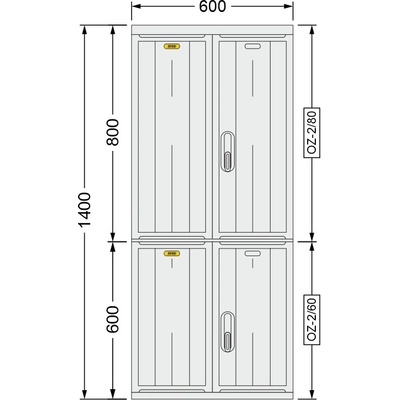 SFOS 600x1400x245mm OZ-2/80 + OZ-2/60