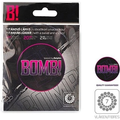Delphin Titanové lanko 1x7 BOMB! s obratl. a karab. 45cm 20kg 2ks