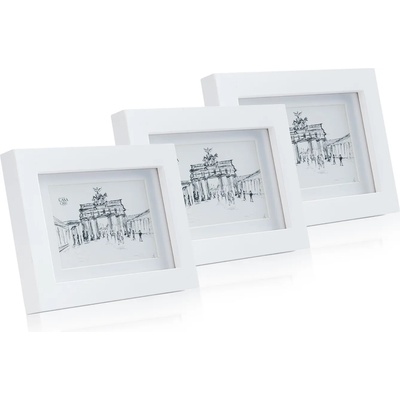 Casa Chic Everton, рамки за картини, комплект от 3 рамки, правоъгълни, 14 x 9 cm, паспарту, стъкло (CL-4X6-3-WHT) (CL-4X6-3-WHT)