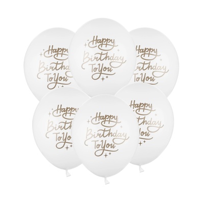 PartyDeco Бял балон - Happy Birthday To You 30 см 50 бр