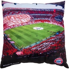 FotbalFans Polštář FC Bayern Mnichov design Allianz Aréna znak klubu 40x40