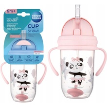 Canpol Babies nevylievací hrnček so slamkou a závažím Exotic Panda ružový 270 ml