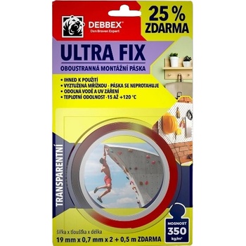 Debbex Ultra Fix Obojstranná montážna páska 19 mm x 0,7 mm x 2,5 m