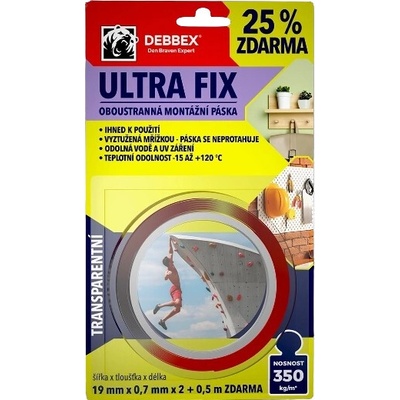 Debbex Ultra Fix Obojstranná montážna páska 19 mm x 0,7 mm x 2,5 m