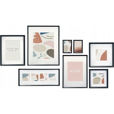 Giftdecor Nástěnné fotorámečky MURAL, 8 rámečků různých velikostí, černé – Hledejceny.cz