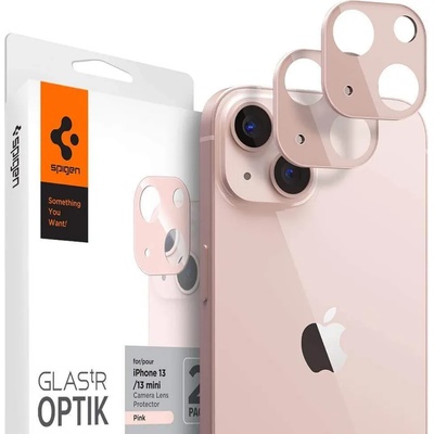 Spigen Optik Lens Protector - комплект 2 броя предпазни стъклени протектора за камерата на iPhone 13, iPhone 13 mini (розов)