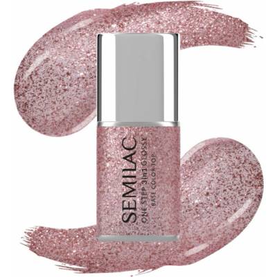 Semilac One Step Glossy 3v1 hybridní lak na nehty S250 Třpytivá růžová 7 ml