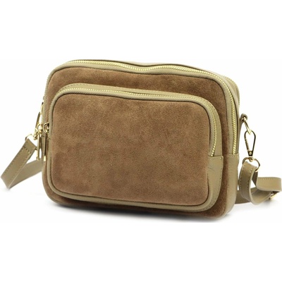 Luka dámská kožená crossbody kabelka hnědá taupe 25-010