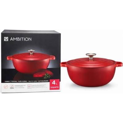 AMBITION Hrnec s poklicí Imperio 4L 26,5 cm červený