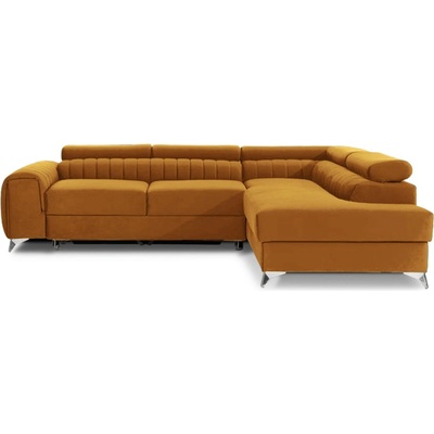 Eltap Жълт кадифен разтегателен ъглов диван с място за съхранение (десен ъгъл L форма) Laurence - ELTAP (Lau_26)