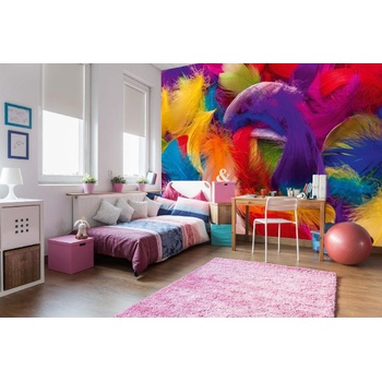 DIMEX ART s. r. o Самозалепваща се флизелинова фототапета цветни пера 375 x 250 см