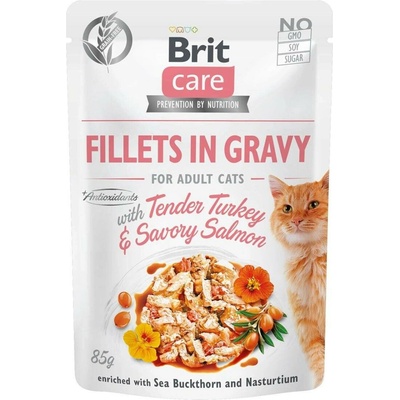 Brit Care Cat filety v omáčce s krocanem a lososem 24 × 85 g