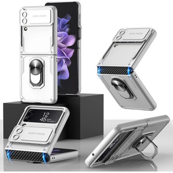 Pouzdro GKK RING Ochranné s držákem Samsung Galaxy Z Flip 4 5G stříbrné