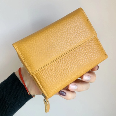 Естествена кожа жълто портмоне Модел Е998