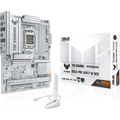 Дънна платка Asus TUF GAMING B850-PRO WIFI7 W NEO, B850, AM5, DDR5, PCI-E 5.0 (DP&HDMI), 4x SATA 6Gb/s, 3x M. 2, 3x USB 3.2 Gen 2 Type-A, 2x USB 3.2 Gen 2x2 Type-C, Wi-Fi 7, Bluetooth 5.4, ATX (90MB1NW0-M0EAY0)