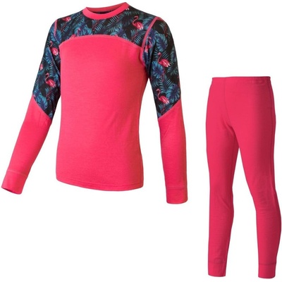 Sensor Merino Impress Set dětský triko dl.rukáv + spodky magenta/floral – Zboží Dáma