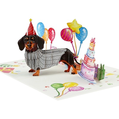 Kiriori 3d pop up картичка Парти дакел