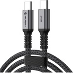 Techsuit Кабел за данни Techsuit Premium Data Cable TitanSync Pro (CX2) - Type-C към Type-C, PD240W, 480Mbps, E-marker Chip, 1m - Сив