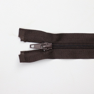 Pro Háčkování Spirálový zip dělitelný 50 cm tmavě hnědý