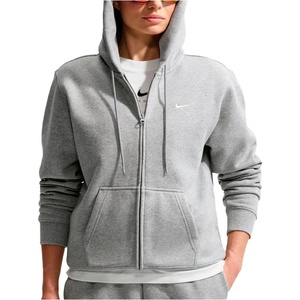 Nike Дамски суичър Nike Women's Studio Fleece MW Std Full Zip Hoody Hoodie - Dark Grey Heather / Sail - размер XS (117-4040-0212)