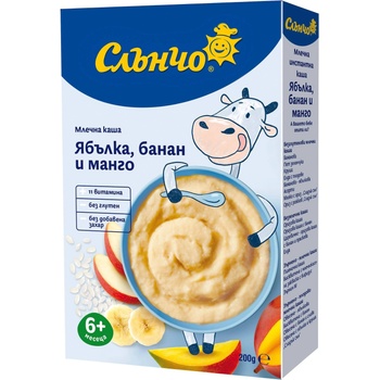 Слънчо млечна каша ябълка банан и манго - 200 г