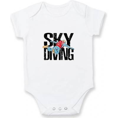 Skydiving nápis Dojčenské body krátký rukáv biele