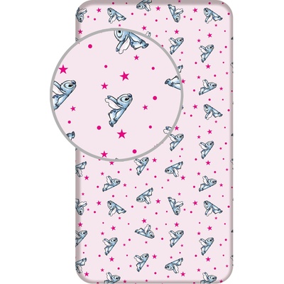 Jerry Fabrics bavlna napínací prostěradlo Lilo and Stitch "Pink Stars" 90x200x25
