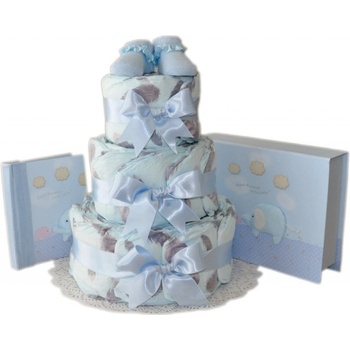 Bebé de París Třípatrový plenkový dort Šťastné vzpomínky modrý