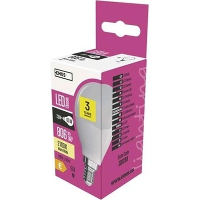 LED žiarovka EMOS Lighting E14, 220-240V, 7.3W, 806lm, 2700k, teplá biela, 30000h, Classic 86x45x45 mm