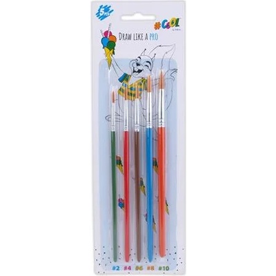 Victoria Комплект четки, № 2-4-6-8-10, дърво, COOL by VICTORIA, боядисана дръжка BA-3389 (BA-3389)