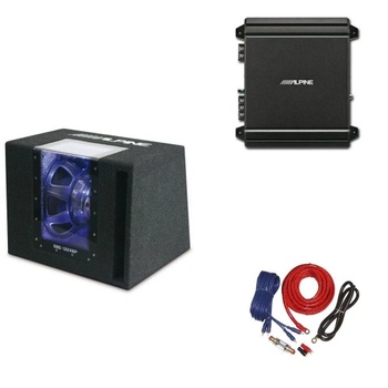 Alpine Комплект Alpine SBG-1224BP Subwoofer Bandpass 30 см (12", 2 ома) + MRV-M250 усилвател 1 канален + комплект кабели 10мм2 (MRVM250SBG1224BP)