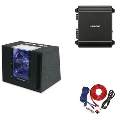 Alpine Комплект Alpine SBG-1224BP Subwoofer Bandpass 30 см (12", 2 ома) + MRV-M250 усилвател 1 канален + комплект кабели 10мм2 (MRVM250SBG1224BP)