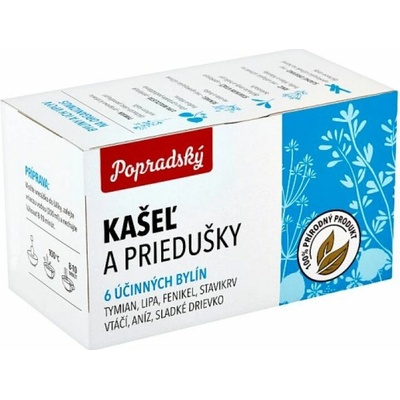 Popradský Kašeľ a priedušky bylinný čaj 15 x 1,5 g