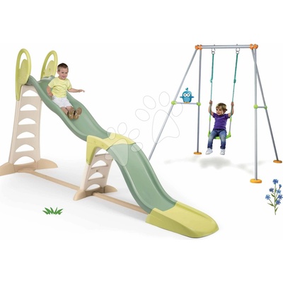 Smoby Set šmykľavka a hojdačka s kovovou konštrukciou Super Megagliss 2v1 Life s nastaviteľnou dĺžkou šmyku 360 cm