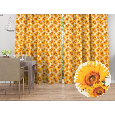 Biante Dekoračný záves PML-102 Slnečnice na bielom 145x210 cm