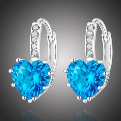 Sisi Jewelry Swarovski Elements Elizabeth Topaz srdíčko E1139 Světle modrá
