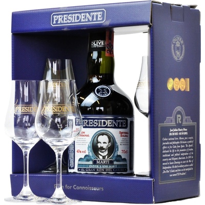 Presidente Marti Solera 23y 40% 0,7 l (dárkové balení 2 sklenice)