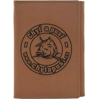 Chyť a pusť Kožené puzdro na rybárske doklady natural