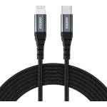 Choetech USB-C Кабел за iPhone, Choetech Lightning Nylon Cable 1.2m, Черен (IP0039)