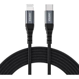 Choetech USB-C Кабел за iPhone, Choetech Lightning Nylon Cable 1.2m, Черен (IP0039)