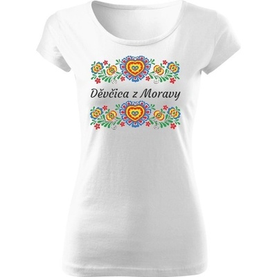 Tričko s potiskem Děvčica z Moravy 2 dámské Bílá – Zboží Dáma