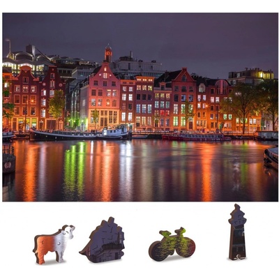 WOODEN CITY Dřevěné Noční Amsterdam 2v1 EKO 75 dílků