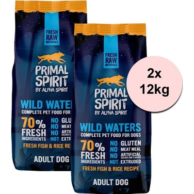 Primal Spirit Dog 70% Wild Waters mořské ryby 2 x 12 kg