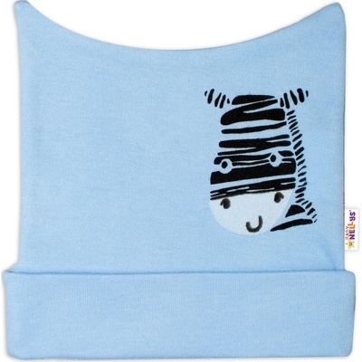Baby Nellys čiapočka Zebra modrá