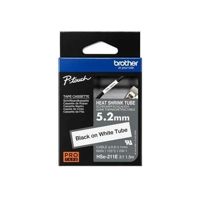 zmršťovacia bužírka BROTHER HSe211E čierne písmo, biela bužírka TUBE (5.2mm) (HSE211E)