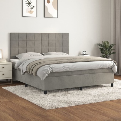 Petrashop 3143031 boxspring postel s matrací světle šedá samet
