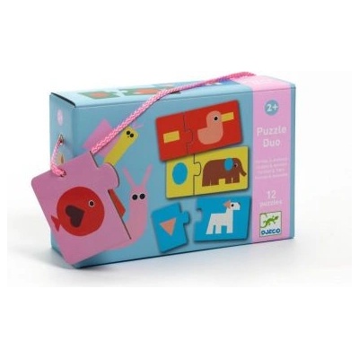 DJECO Детски дуо пъзел - Животни и форми - Djeco (DJ08256)